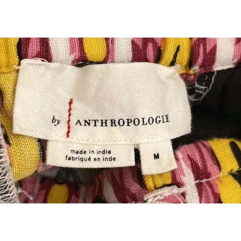 Anthropologie Shorts Women's Medium Colorful  Linen Blend  Tie Belt Pockets - Picture 4 of 6